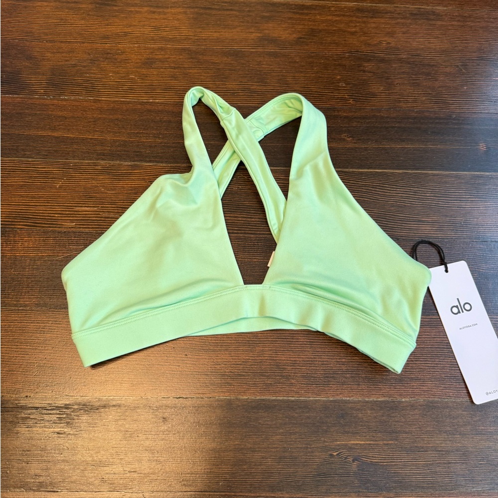 ALO Yoga Neon Green Cross-Back Sports Bra